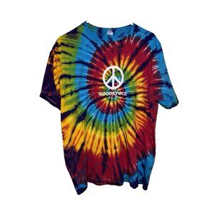 Woodstock Tie Dye Peace Symbol Anvil XL Cotton Tee TShirt Women's